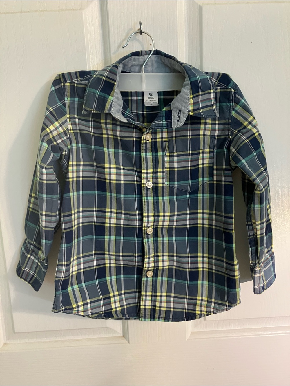 Carter's Navy, Green & Yellow Plaid Button-Down Shirt